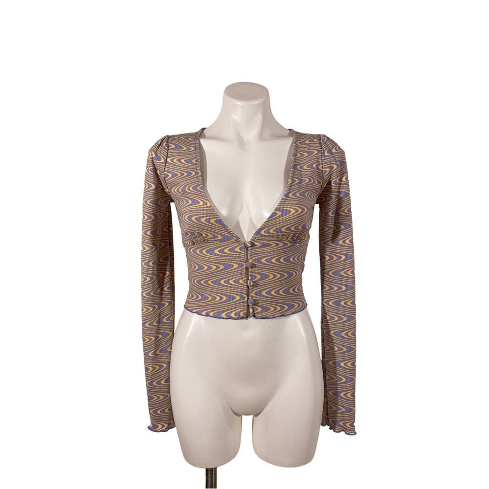 UO Ruby Button-Up Cropped Top - Picture 3 of 6